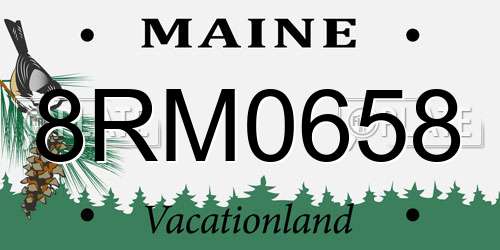 8RM0658 Maine License Plate