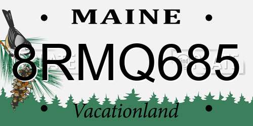 8RMQ685 Maine License Plate