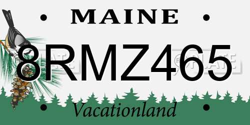 8RMZ465 Maine License Plate