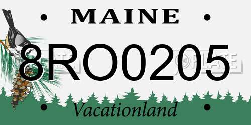 8RO0205 Maine License Plate