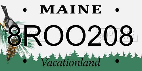 8ROO208 Maine License Plate