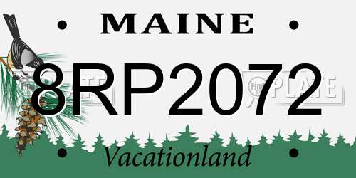 8RP2072 Maine License Plate