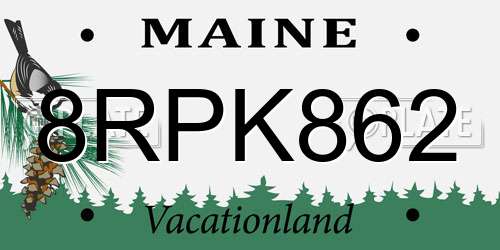 8RPK862 Maine License Plate