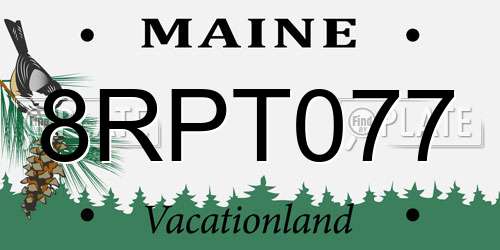 8RPT077 Maine License Plate