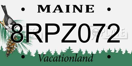 8RPZ072 Maine License Plate