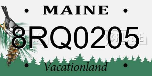 8RQ0205 Maine License Plate