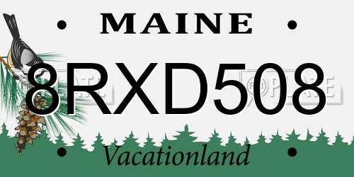 8RXD508 Maine License Plate