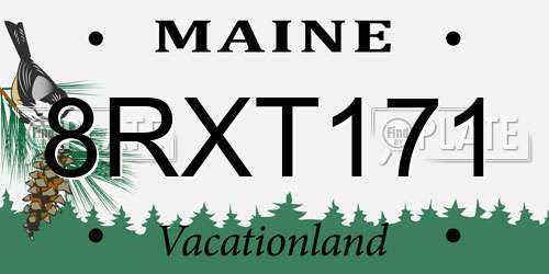 8RXT171 Maine License Plate