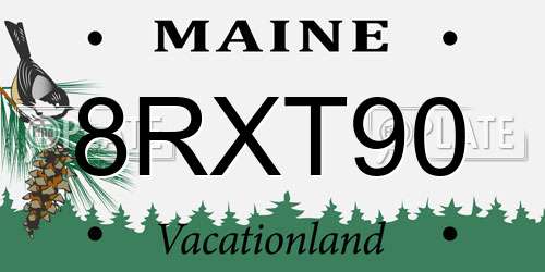 8RXT90 Maine License Plate