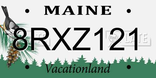 8RXZ121 Maine License Plate