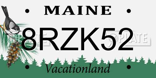 8RZK52 Maine License Plate