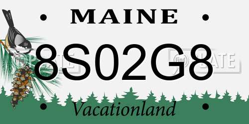 8S02G8 Maine License Plate
