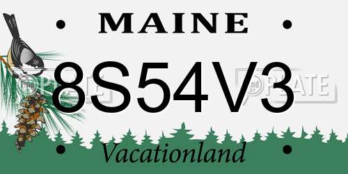 8S54V3 Maine License Plate