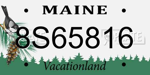 8S65816 Maine License Plate