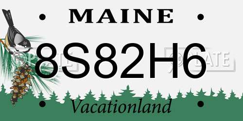 8S82H6 Maine License Plate