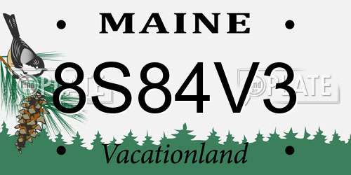 8S84V3 Maine License Plate