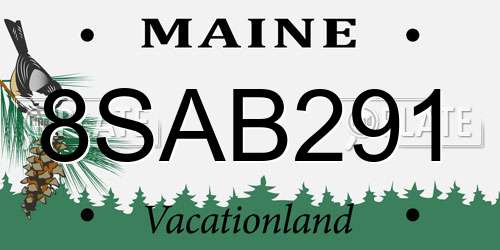 8SAB291 Maine License Plate