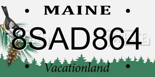 8SAD864 Maine License Plate