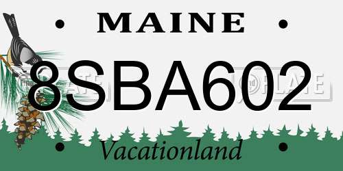 8SBA602 Maine License Plate