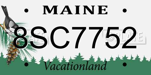8SC7752 Maine License Plate