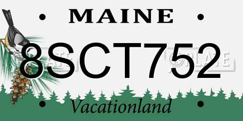 8SCT752 Maine License Plate