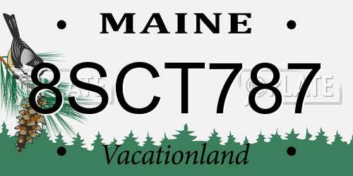 8SCT787 Maine License Plate