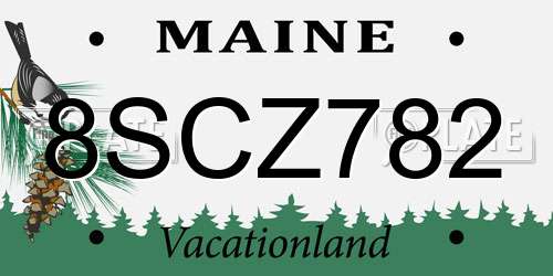 8SCZ782 Maine License Plate