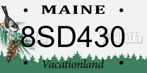 8SD430 Maine License Plate