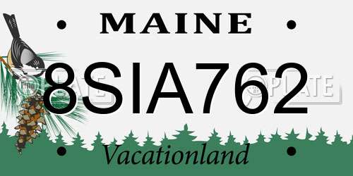 8SIA762 Maine License Plate