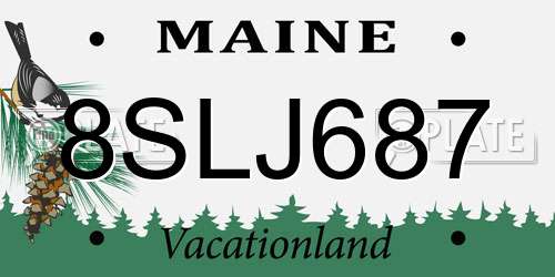 8SLJ687 Maine License Plate