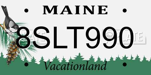 8SLT990 Maine License Plate