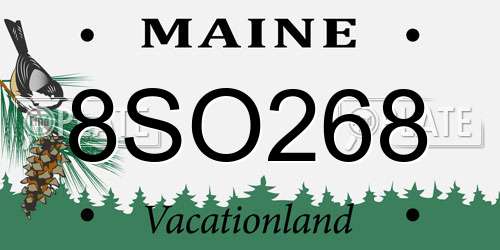 8SO268 Maine License Plate