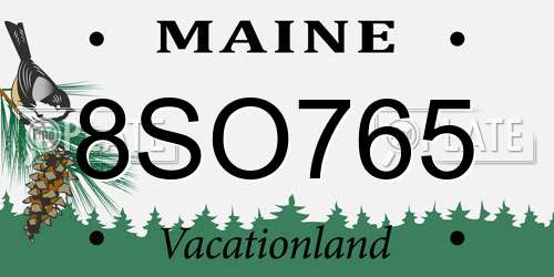 8SO765 Maine License Plate