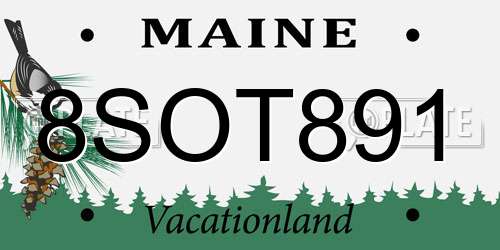 8SOT891 Maine License Plate