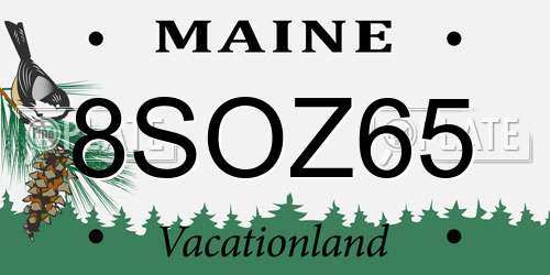 8SOZ65 Maine License Plate
