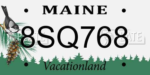 8SQ768 Maine License Plate