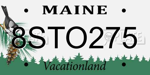 8STO275 Maine License Plate