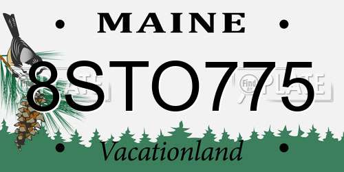 8STO775 Maine License Plate