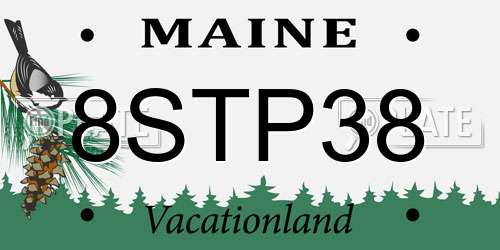 8STP38 Maine License Plate