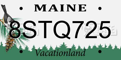 8STQ725 Maine License Plate
