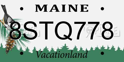 8STQ778 Maine License Plate