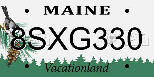 8SXG330 Maine License Plate