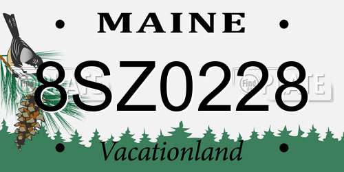 8SZ0228 Maine License Plate