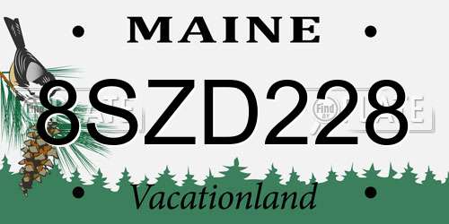 8SZD228 Maine License Plate