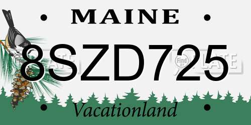 8SZD725 Maine License Plate
