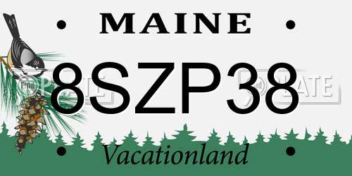 8SZP38 Maine License Plate