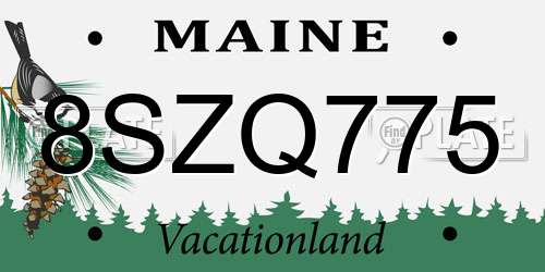 8SZQ775 Maine License Plate
