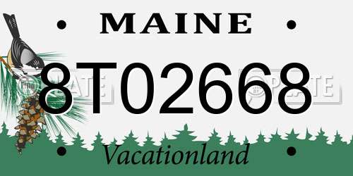 8T02668 Maine License Plate