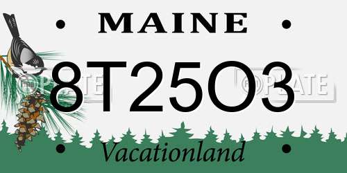 8T25O3 Maine License Plate