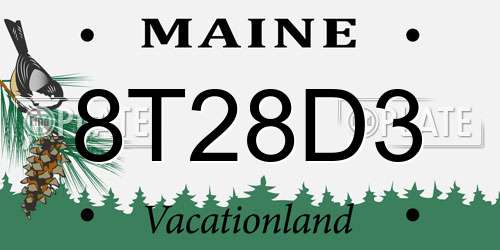8T28D3 Maine License Plate
